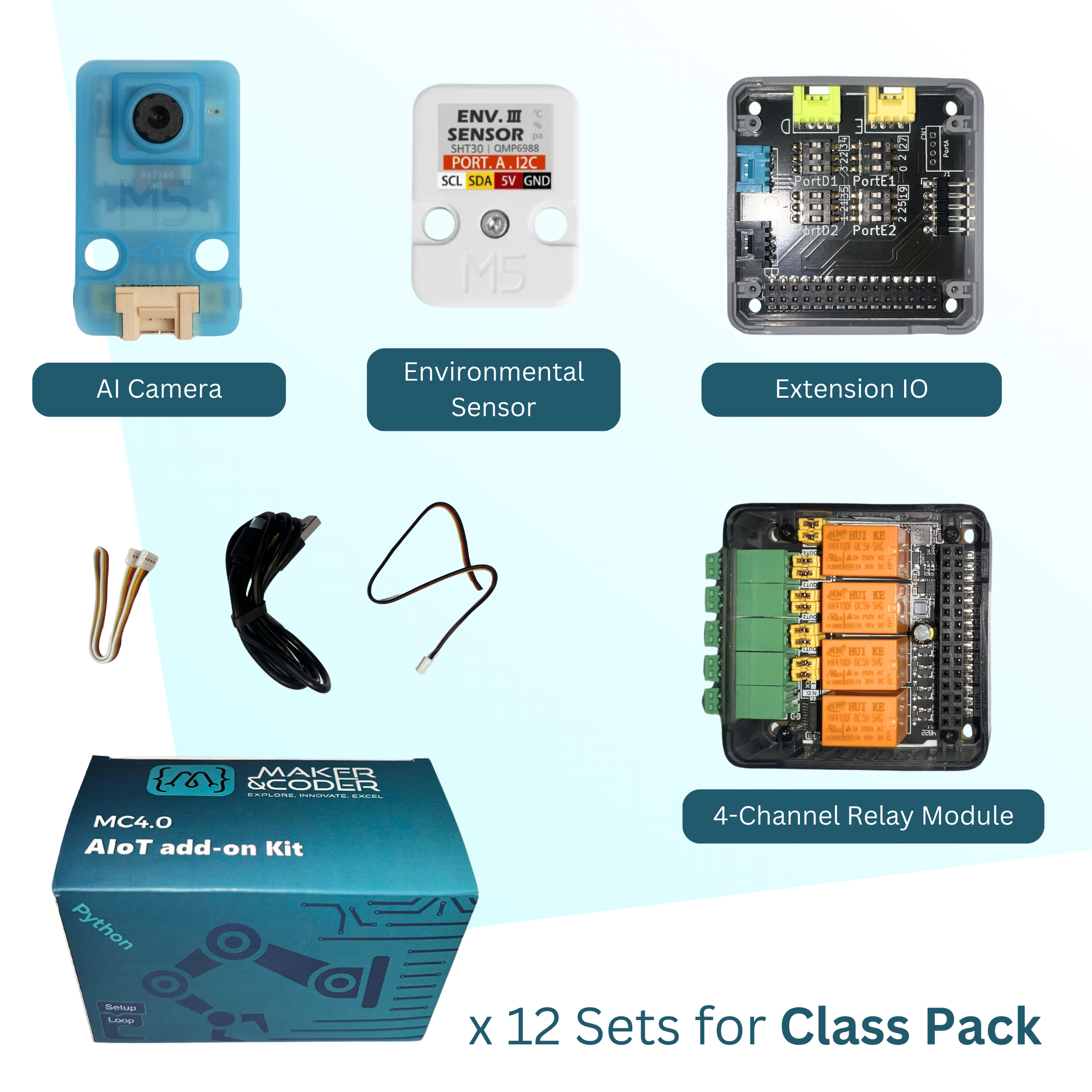 Maker and Coder AIoT Add-On Kit Class Pack - 12Pk — Robotix Education
