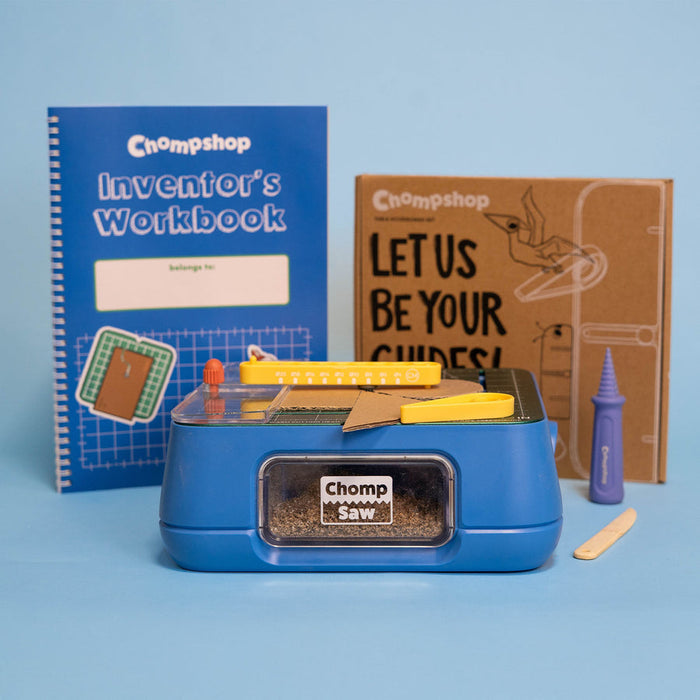 ChompSaw Maker Bundle (ChompSaw, Table Accessories, Inventor's Workbook, Hole Punch & Scoring Tool) - 5 & 10 Bundle Value Packs + Bonus